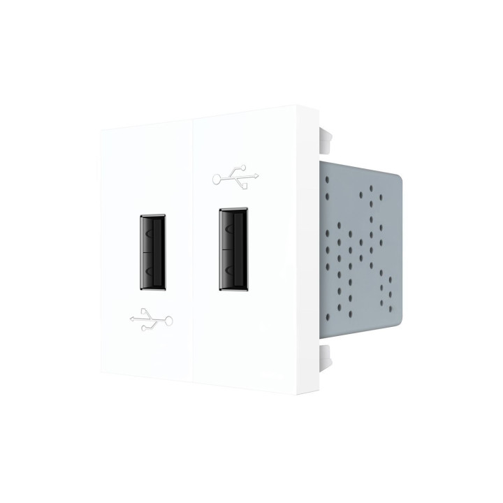 Подвійна розетка USB LIVOLO біла, з блоком живлення 2×USB-A 5V/2.1A, 2×10Вт, модуль (VL-FCUA-2WP) · LIVOLO · VL-FCUA-2WP