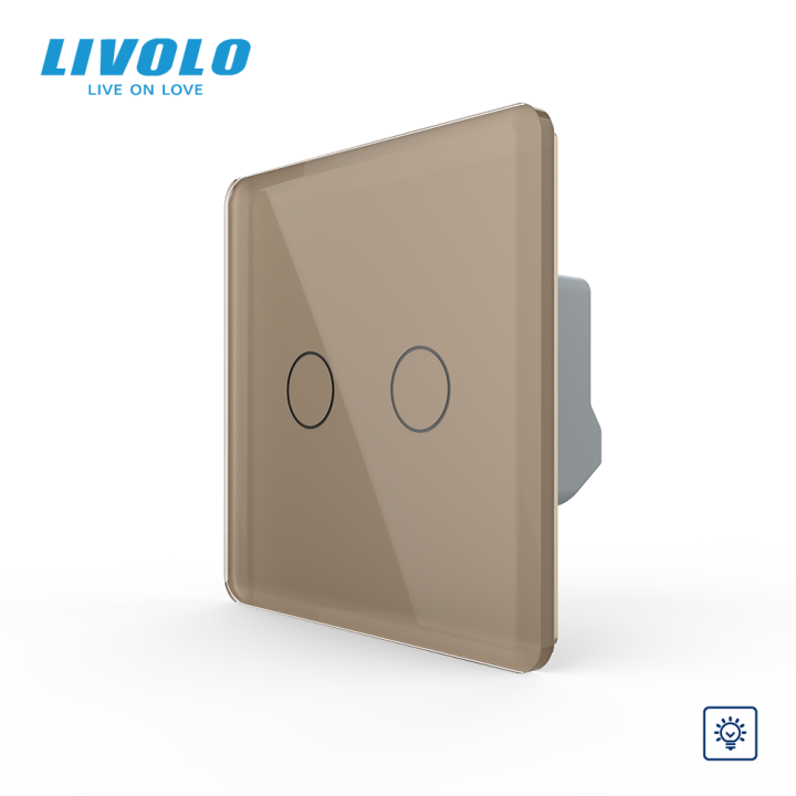 Сенсорний димер 2 сенсори LIVOLO золото 2.5D скло · LIVOLO · VL-C7FC2D2-2GAS05