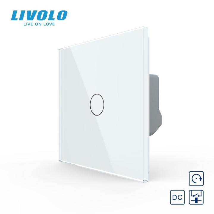 Сенсорна кнопка 1 сенсор 12/24V Livolo білий скло (VL-C701CH-11) · LIVOLO · VL-FC1HC-2WP