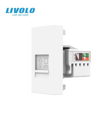 Інтернет-розетка RJ-45 (8P8C Cat.6) LIVOLO, біла, модуль 0.5 поста, з шторкою (VL-FCCP-1WP)