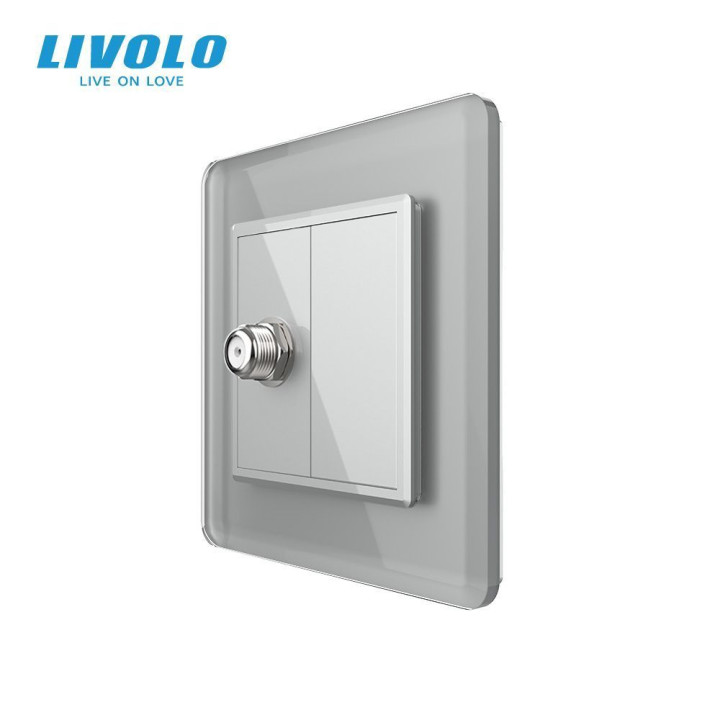 Розетка супутникова SAT LIVOLO сіра 2.5D скло · LIVOLO · VL-C7FCSL/FCMB-2IS05