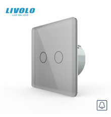 Сенсорна кнопка 2 сенсора Імпульсний вимикач Livolo сірий 2.5D скло