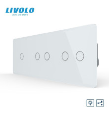 Сенсорний прохідний димер LIVOLO 5 сенсорів (1-2-2), білий 2.5D, скло, 2A 230V