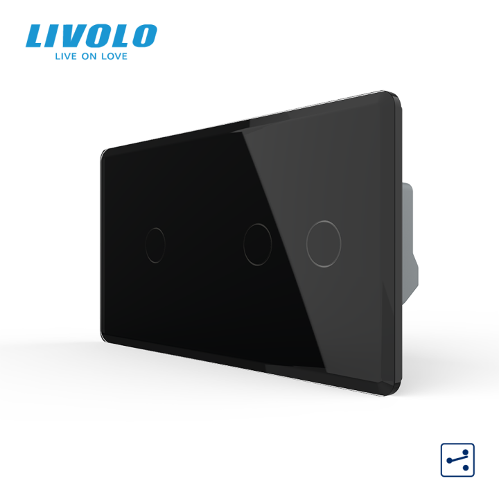 Сенсорний прохідний/перехресний вимикач 3 сенсора (1-2) LIVOLO чорний 2.5D скло · LIVOLO · VL-C7FC1S/FC2S-4BS05