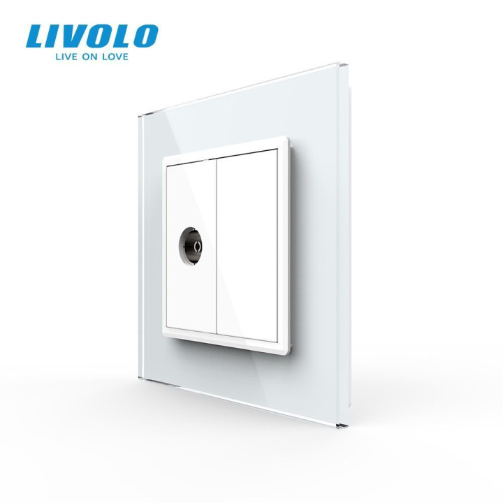 Розетка телевізійна Livolo білий скло (VL-C791V-11) · LIVOLO · VL-C7FCTV/FCMB-2WP