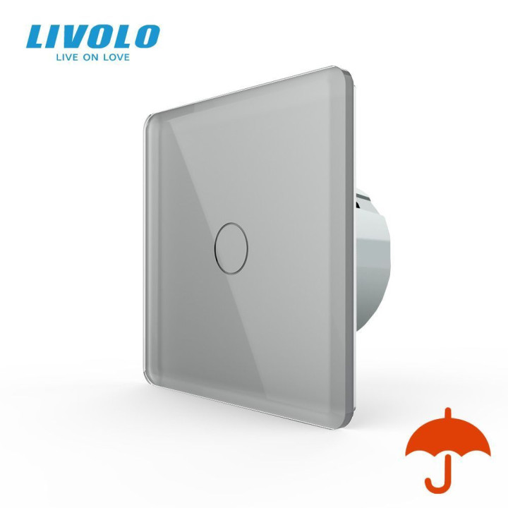 Сенсорний вуличний вимикач Вологозахищений 1 сенсор Livolo сірий 2.5D скло · LIVOLO · VL-FC1IP44-2IS05