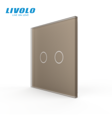 Рамка 1-постова для 2-сенсорного вимикача LIVOLO, загартоване скло, золота матова, 80×80 мм (VL-P702-2AS06)