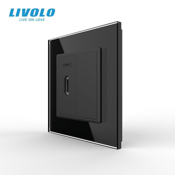 Розетка HDMI Livolo чорний скло (VL-C7FCHD-1BP) · LIVOLO · VL-C7FCHD/FCMB-2BP