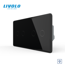 Сенсорний димер LIVOLO, 4 сенсори (2-2), чорний 2.5D, скло