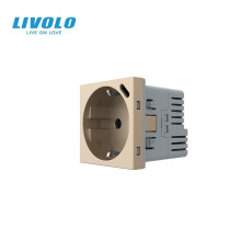 Електрична розетка LIVOLO з USB Type-C PD 18Вт, швидке заряджання iPhone, золота, 16А 230В, із заземленням, шторки, модуль (VL-FCTF16A.UC18W-2AP)