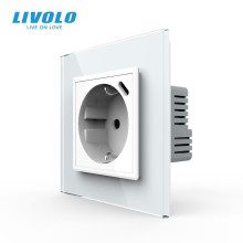 Електрична розетка з USB Type-C 18Вт для зарядки, з заземленням, LIVOLO, біла, скляна рамка, 250В 16А (VL-C7CTF16A.UC18W-2WP) · LIVOLO · VL-C7CTF16A.UC18W-2WP