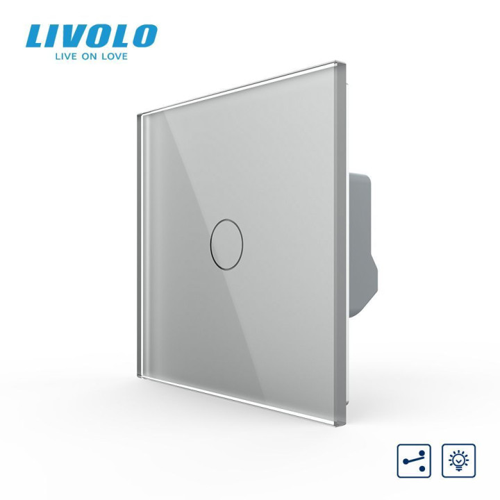 Сенсорний прохідний/перехресний диммер Livolo сірий скло (VL-C7FC1SD1-2GIP) · LIVOLO · VL-C7FC1SD-2IP