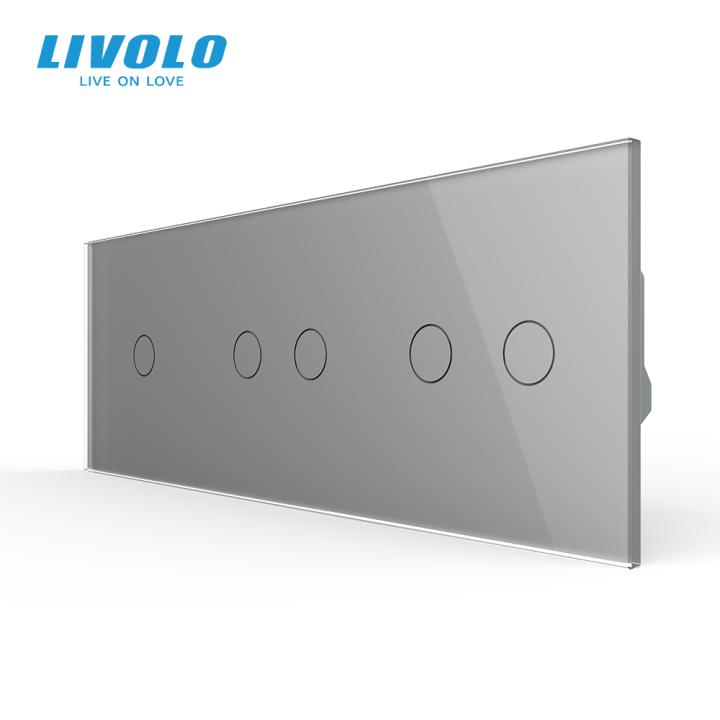 Сенсорний прохідний димер LIVOLO 5 сенсорів (1-2-2), сірий матовый, скло, 2A 230V · LIVOLO · VL-C7FC1SD/FC2SD/FC2SD-6IS06
