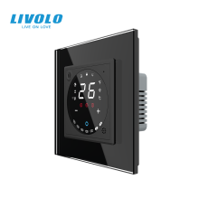 Wi-Fi терморегулятор сенсорний програмований LIVOLO, чорний скляний