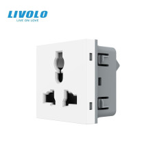Універсальна розетка LIVOLO 12-в-1, з заземленням і шторками, біла, 16А 250В, модуль (VL-FCT22 16A-2WP)