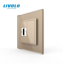 Розетка HDMI Livolo золото скло (VL-C7FCHD-1AP)