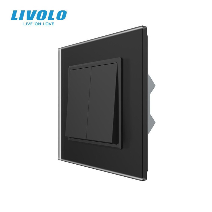 Двоклавішний перехресний вимикач LIVOLO чорний матовий скло · LIVOLO · VL-C7FC2MM10A-2BS06