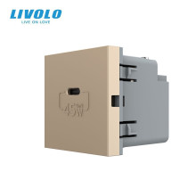 USB Type-C розетка LIVOLO, PD 45W, Power Delivery, швидка зарядка, золота, модуль (VL-FCUC-2AP) · LIVOLO · VL-FCUC-2AP