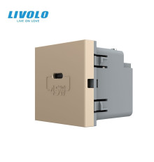 USB Type-C розетка LIVOLO, PD 45W, Power Delivery, швидка зарядка, золота, модуль (VL-FCUC-2AP)