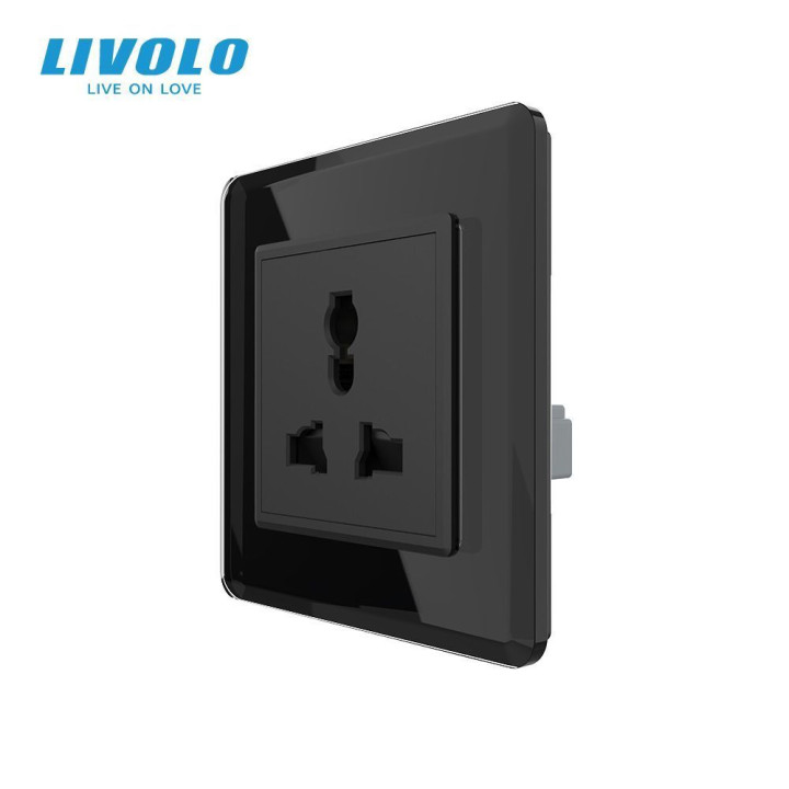 Розетка універсальна 12 стандартів в 1 LIVOLO чорна 2.5D скло · LIVOLO · VL-C7FCT22-2BS05