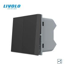2-клавішний прохідний вимикач LIVOLO, чорний, модуль без рамки (VL-FCMKS-1BP)