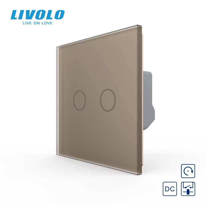 Сенсорна кнопка 2 сенсора 12/24В Livolo золотий матовый скло · LIVOLO · VL-FC2HC-2AS06