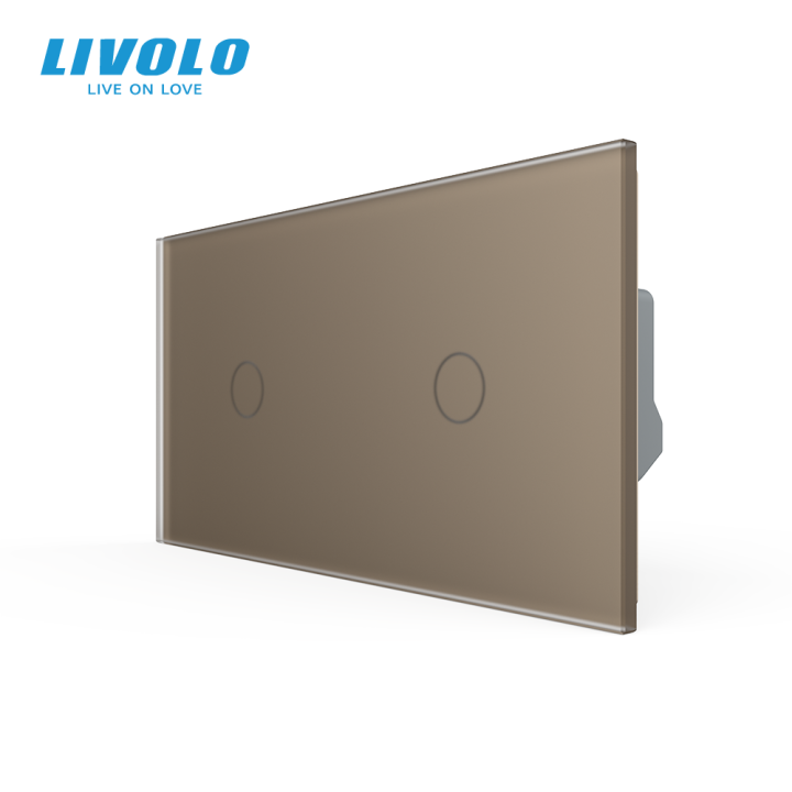 Сенсорний вимикач 2 сенсора (1-1) LIVOLO золотий матовий скло · LIVOLO · VL-C7FC1/FC1-4AS06