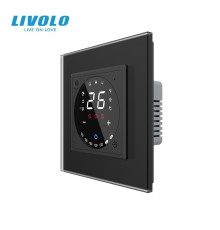 Wi-Fi терморегулятор сенсорний програмований LIVOLO, чорний матовий скляний