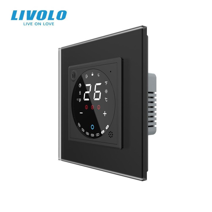 Wi-Fi терморегулятор сенсорний програмований LIVOLO, чорний матовий скляний · LIVOLO · VL-C7FCQ1Y-2BS06