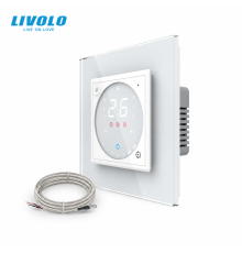 Wi-Fi терморегулятор сенсорний для електричної теплої підлоги LIVOLO, білий скляний