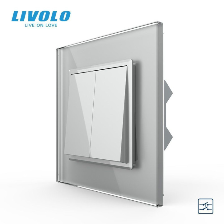 Двоклавішний перехресний вимикач Livolo сірий (VL-C7FCMM10A-1IP) · LIVOLO · VL-C7FCMM10A-1IP
