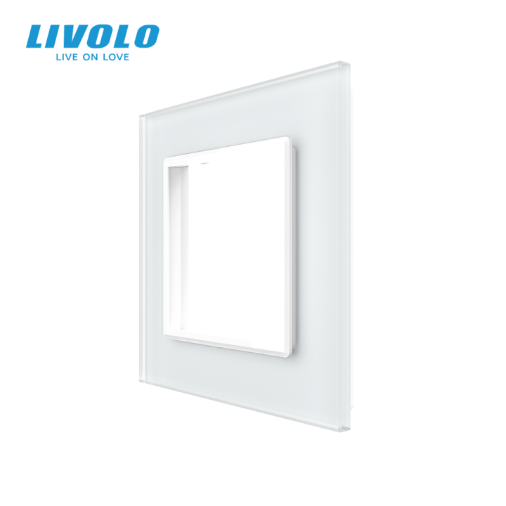 Рамка 1-постова LIVOLO, загартоване скло, біла матова, 80×80 мм (VL-P7E-2WS06) · LIVOLO · VL-P7E-2WS06