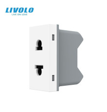 Універсальна розетка LIVOLO 2 в 1, біла, без заземлення, з захисними шторками, модуль 0.5 поста, 16А 250В (VL-FCT25 16A-1WP)