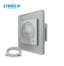 Wi-Fi терморегулятор сенсорний для електричної теплої підлоги LIVOLO, сірий 2.5D скляний