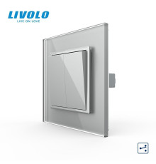 Двоклавішний прохідний вимикач Livolo сірий скло (VL-C7FCMKS-1IP)