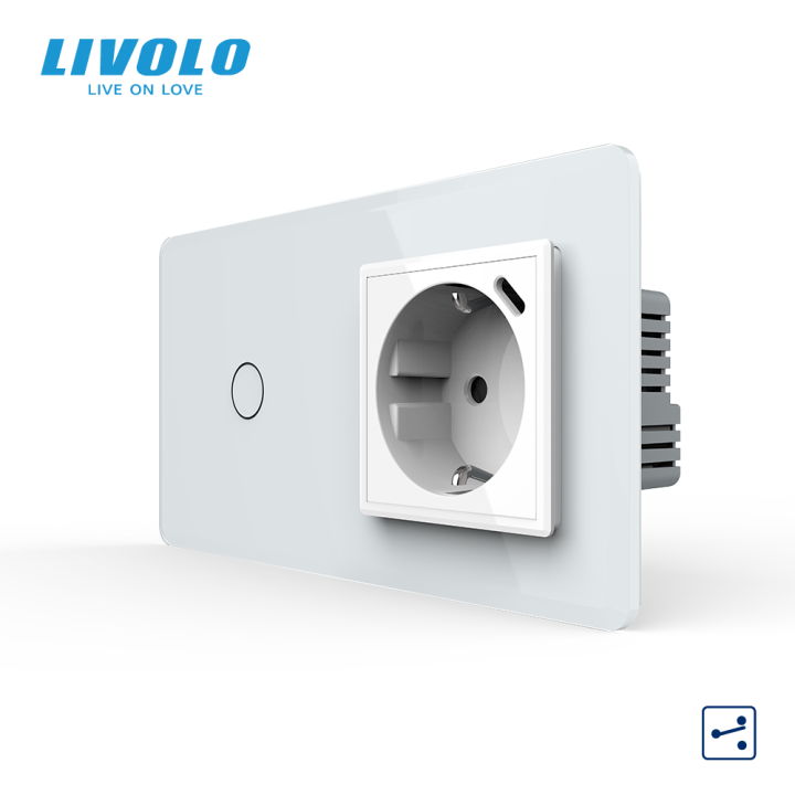 Сенсорний прохідний вимикач LIVOLO з розеткою та USB Type-C 18Вт, білий 2.5D, скло, із заземленням · LIVOLO · VL-C7FC1S/FCTF16A.UC18W-4WS05