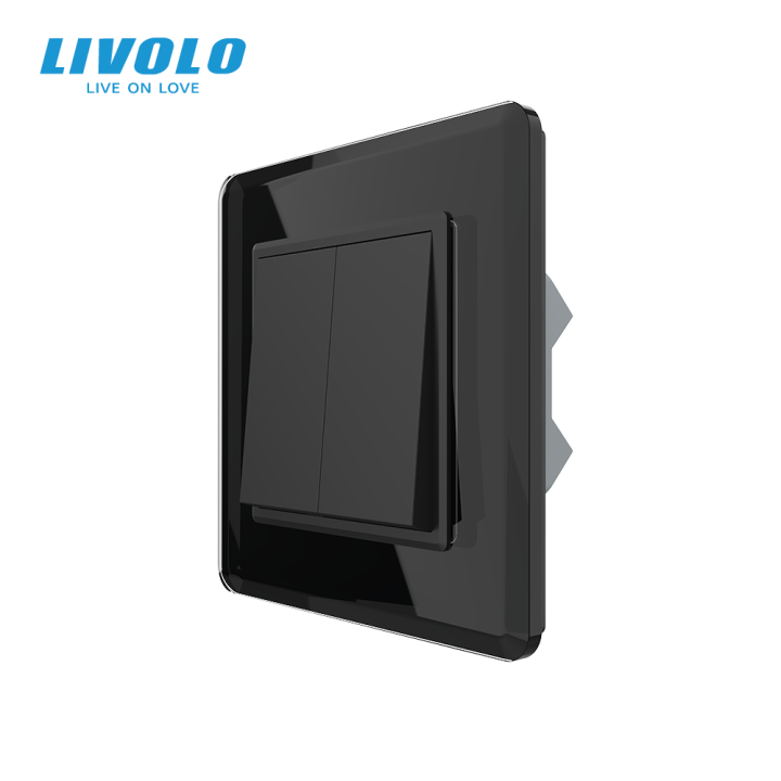 Двоклавішний перехресний вимикач LIVOLO чорний 2.5D скло · LIVOLO · VL-C7FC2MM10A-2BS05