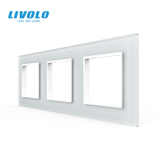 Рамка 3-постова LIVOLO, загартоване скло, біла матова, 223×80 мм (VL-P7E/E/E-6WS06)