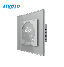 Wi-Fi терморегулятор сенсорний програмований LIVOLO, сірий скляний
