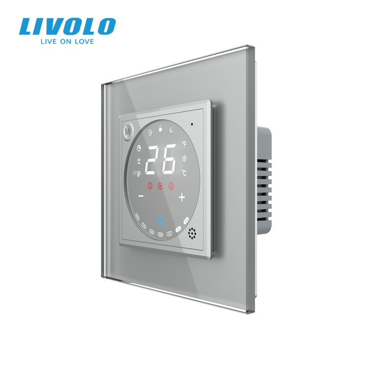 Wi-Fi терморегулятор сенсорний програмований LIVOLO, сірий скляний · LIVOLO · VL-C7FCQ1Y-2IP