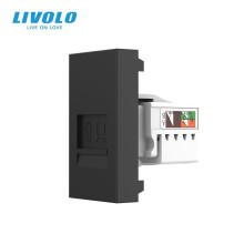 Інтернет-розетка RJ-45 (8P8C Cat.6) LIVOLO, чорна, модуль 0.5 поста, з шторкою (VL-FCCP-1BP) · LIVOLO · VL-FCCP-1BP