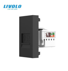 Інтернет-розетка RJ-45 (8P8C Cat.6) LIVOLO, чорна, модуль 0.5 поста, з шторкою (VL-FCCP-1BP)