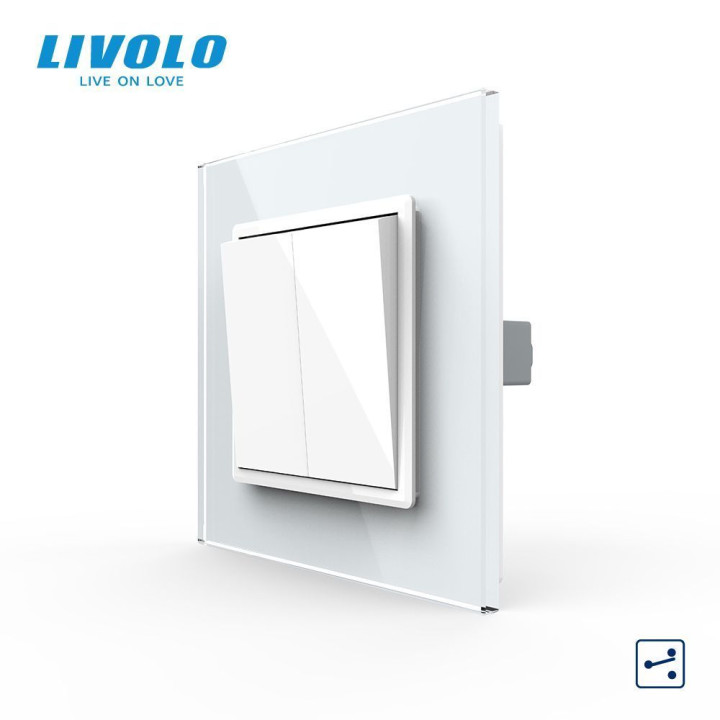 Двоклавішний прохідний вимикач Livolo білий скло (VL-C7FCMKS-1WP) · LIVOLO · VL-C7K2S-11