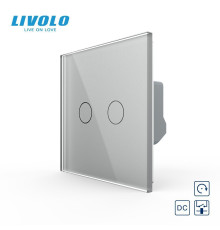 Сенсорна кнопка 2 сенсора 12/24В Livolo сірий скло (VL-FC2HC-2IP)