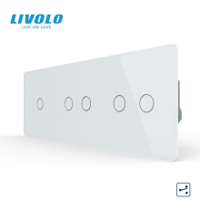 Сенсорний (дотиковий) прохідний/перехресний вимикач LIVOLO 5 сенсорів (1-2-2) білий 2.5D скло