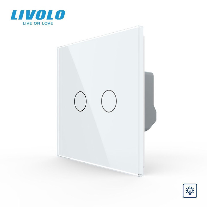 Сенсорний димер 2 сенсори Livolo білий скло (VL-FC2D2-2GWP) · LIVOLO · VL-C7FC2D-2WP