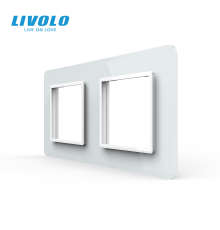 Рамка 2-постова LIVOLO, загартоване скло, біла 2.5D, 151×80 мм