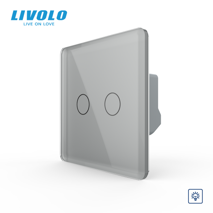 Сенсорний димер 2 сенсори LIVOLO сірий 2.5D скло · LIVOLO · VL-C7FC2D2-2GIS05