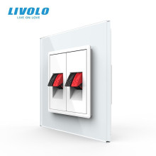 Hi-Fi аудіо розетка LIVOLO для колонок і підсилювачів, біла скляна рамка, настінна, дизайнерська · LIVOLO · VL-C7FCSD/FCSD-2WP