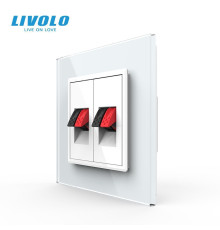 Hi-Fi аудіо розетка LIVOLO для колонок і підсилювачів, біла скляна рамка, настінна, дизайнерська